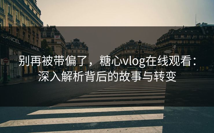 别再被带偏了，糖心vlog在线观看：深入解析背后的故事与转变