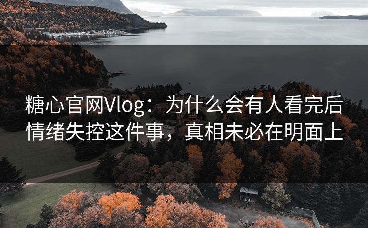 糖心官网Vlog：为什么会有人看完后情绪失控这件事，真相未必在明面上