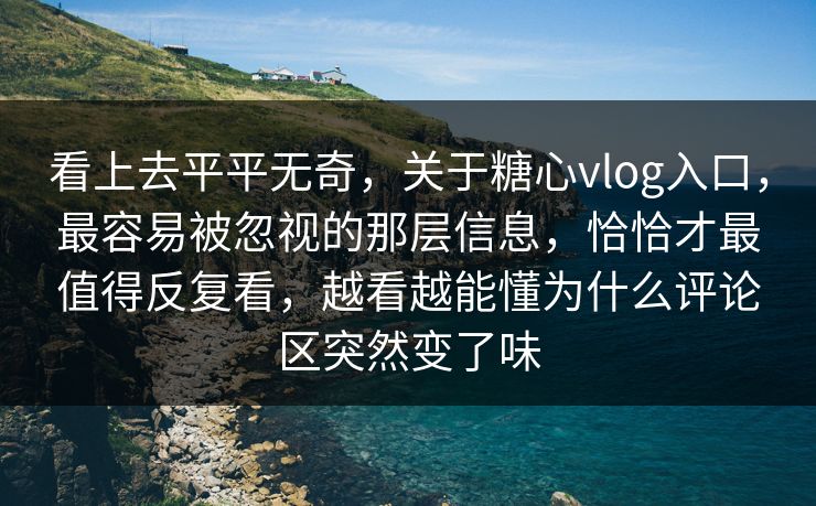 看上去平平无奇，关于糖心vlog入口，最容易被忽视的那层信息，恰恰才最值得反复看，越看越能懂为什么评论区突然变了味