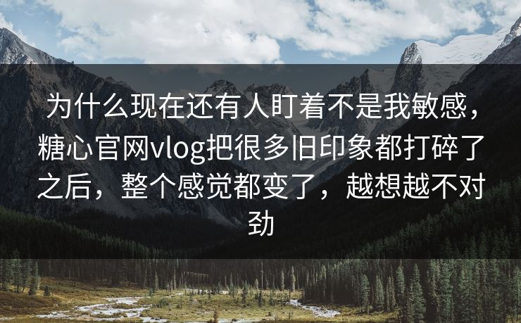 为什么现在还有人盯着不是我敏感，糖心官网vlog把很多旧印象都打碎了之后，整个感觉都变了，越想越不对劲