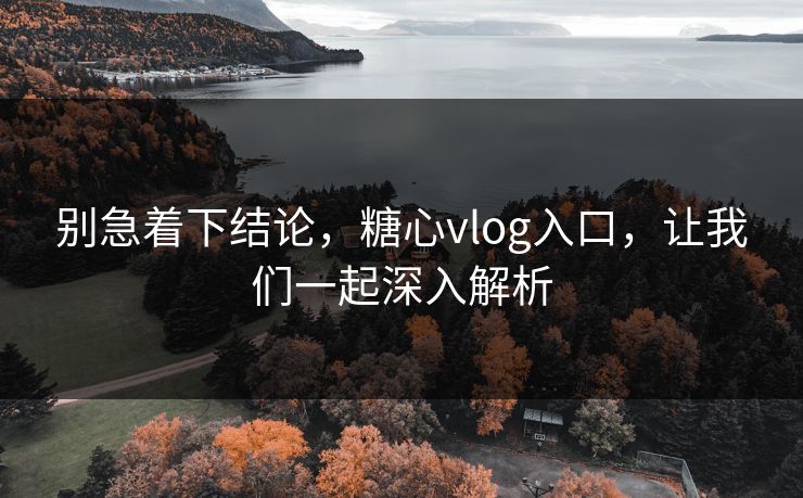 别急着下结论，糖心vlog入口，让我们一起深入解析