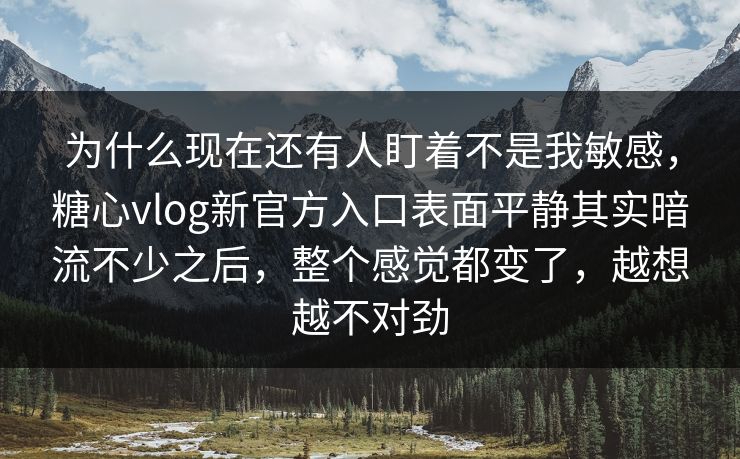为什么现在还有人盯着不是我敏感，糖心vlog新官方入口表面平静其实暗流不少之后，整个感觉都变了，越想越不对劲