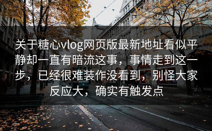 关于糖心vlog网页版最新地址看似平静却一直有暗流这事，事情走到这一步，已经很难装作没看到，别怪大家反应大，确实有触发点