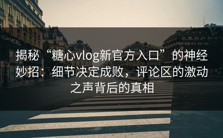 揭秘“糖心vlog新官方入口”的神经妙招：细节决定成败，评论区的激动之声背后的真相