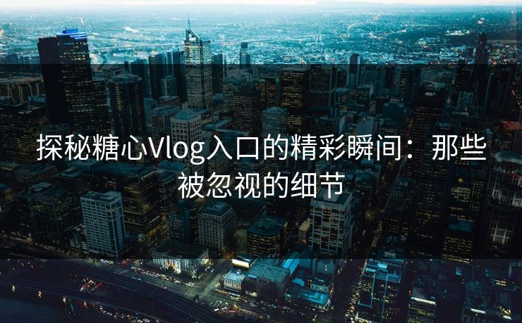 探秘糖心Vlog入口的精彩瞬间：那些被忽视的细节