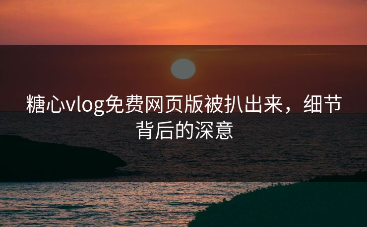 糖心vlog免费网页版被扒出来，细节背后的深意