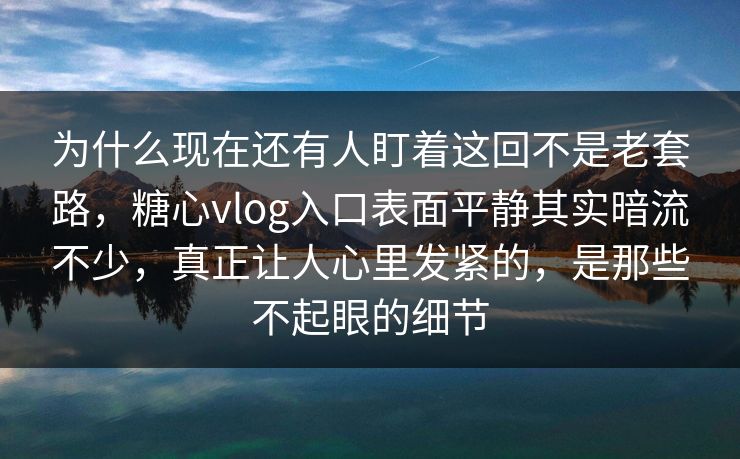 为什么现在还有人盯着这回不是老套路，糖心vlog入口表面平静其实暗流不少，真正让人心里发紧的，是那些不起眼的细节