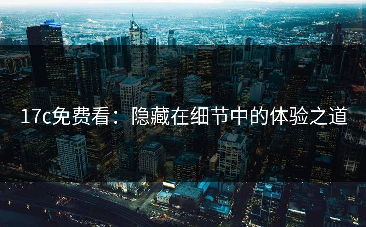 17c免费看:隐藏在细节中的体验之道 17c免费看:隐藏在细节中的体验之道